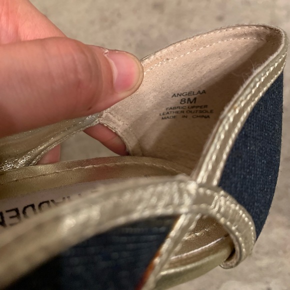Steve Madden Denim & Gold Pipping heels - Picture 7 of 8